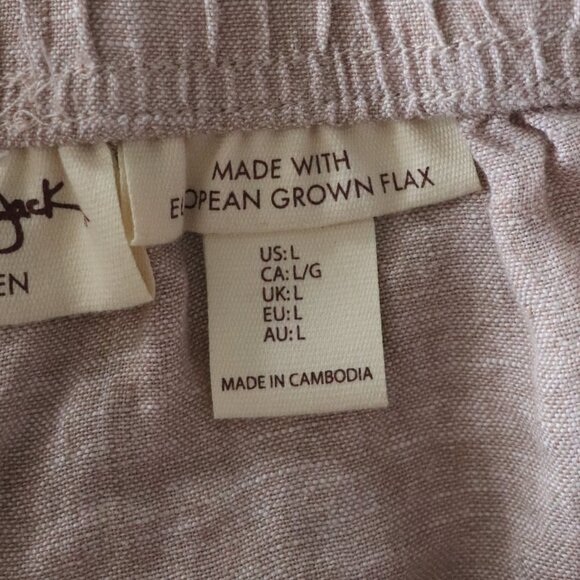 Panama Jack 100% Linen High Waist Lrg Cream Flat Front Elastic Bermuda Shorts - Picture 10 of 11